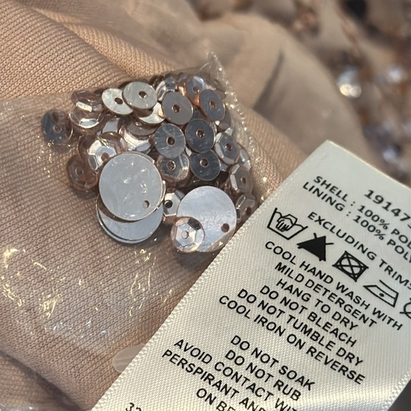 ASOS Maya Deluxe fully beaded sequin faux wrap, formal mini dress, frosted pink - Picture 11 of 16